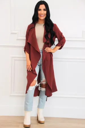 Calm and Cool Lightweight Duster Jacket: Dark Rust