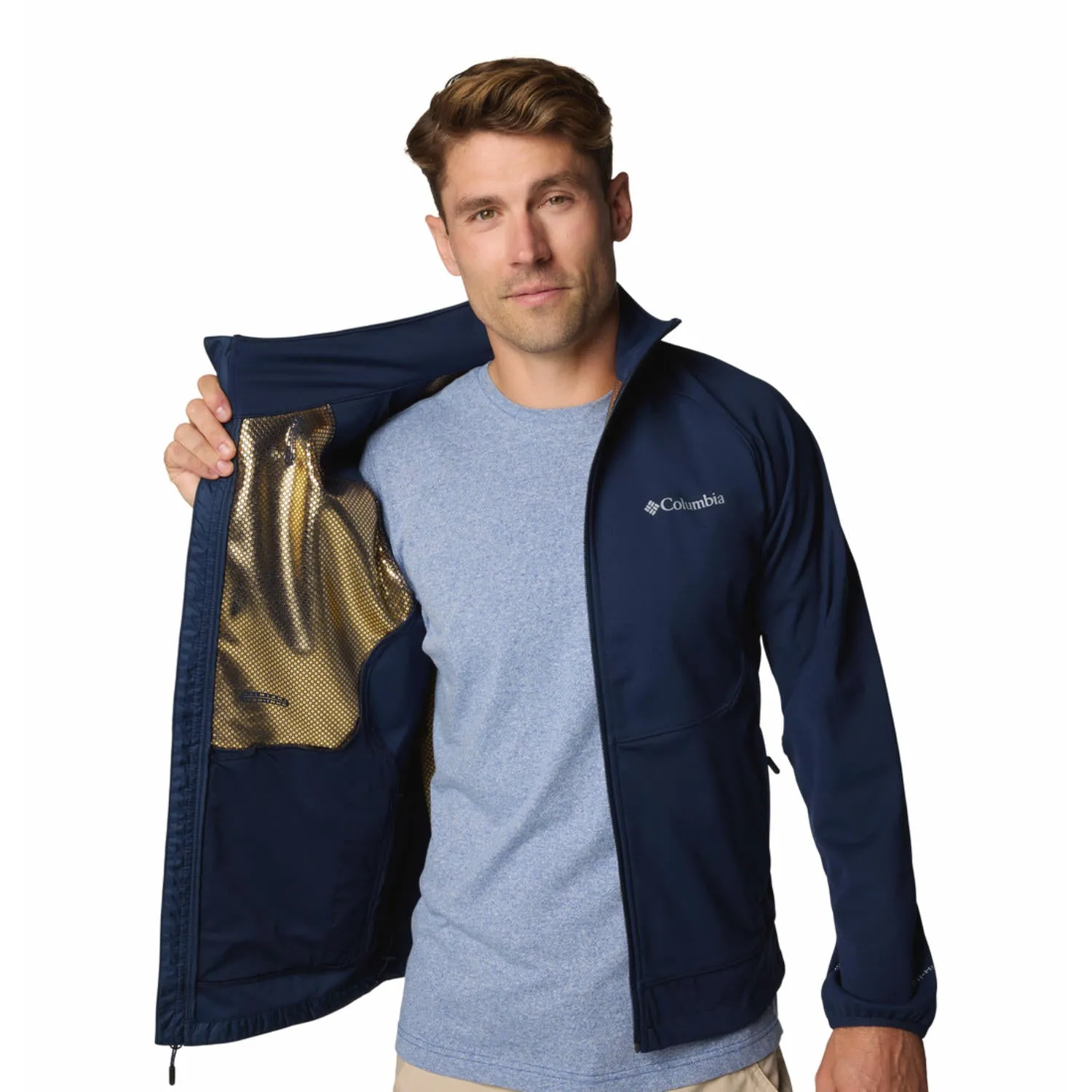 Columbia Men Blue Omni-Heat Infinity Canyon Meadows II Softshell Jacket