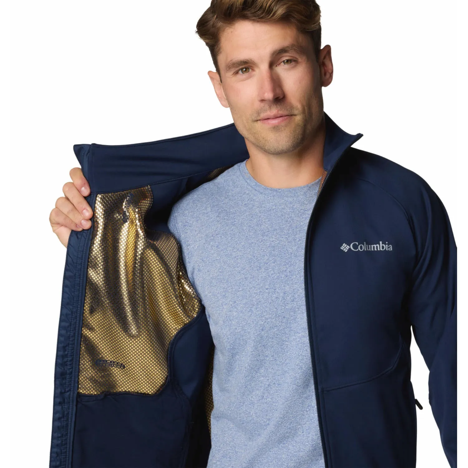 Columbia Men Blue Omni-Heat Infinity Canyon Meadows II Softshell Jacket