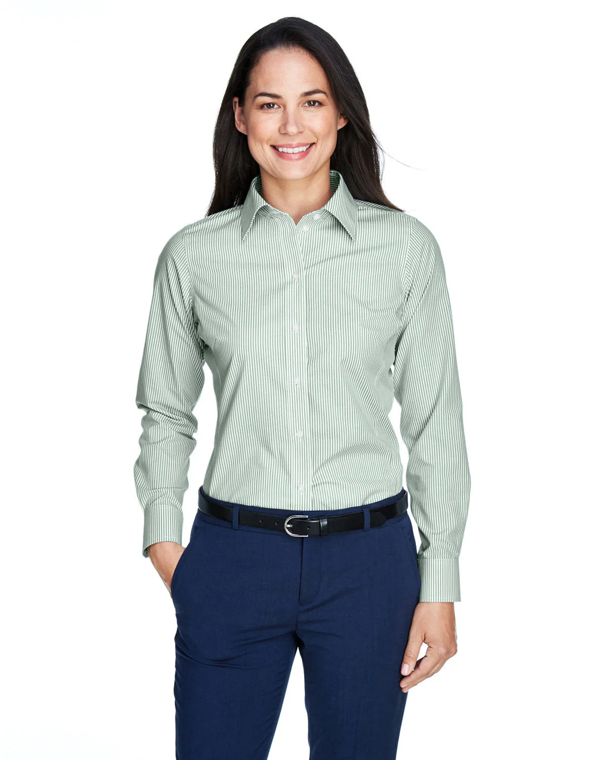 Devon & Jones Ladies Crown Woven Banker Stripe