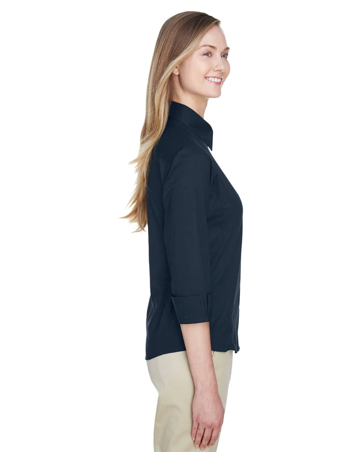 Devon & Jones Ladies Perfect Fit 3/4-Sleeve Stretch Poplin Blouse