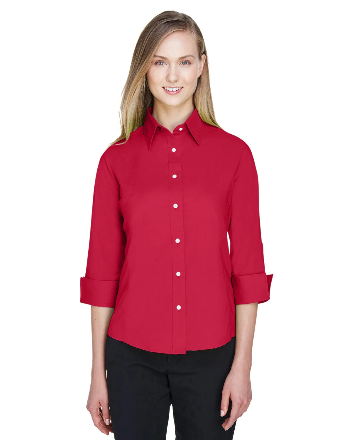 Devon & Jones Ladies Perfect Fit 3/4-Sleeve Stretch Poplin Blouse