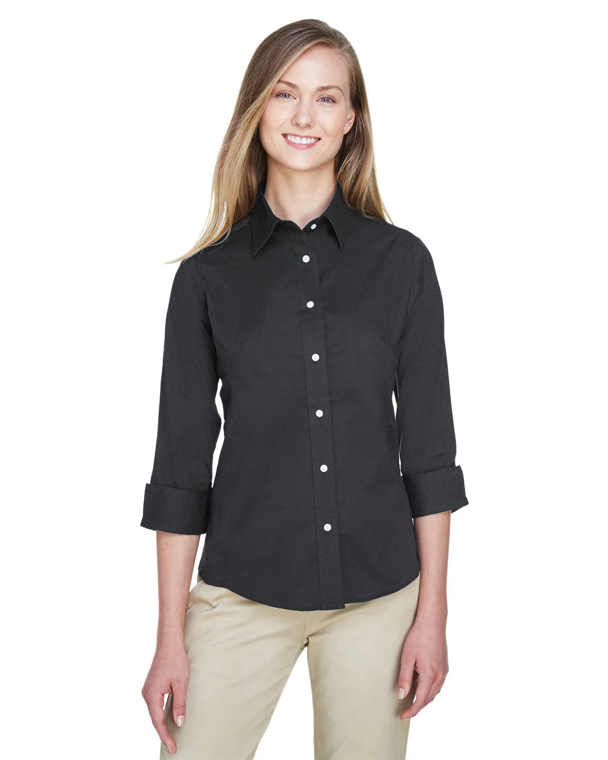 Devon & Jones Ladies Perfect Fit 3/4-Sleeve Stretch Poplin Blouse