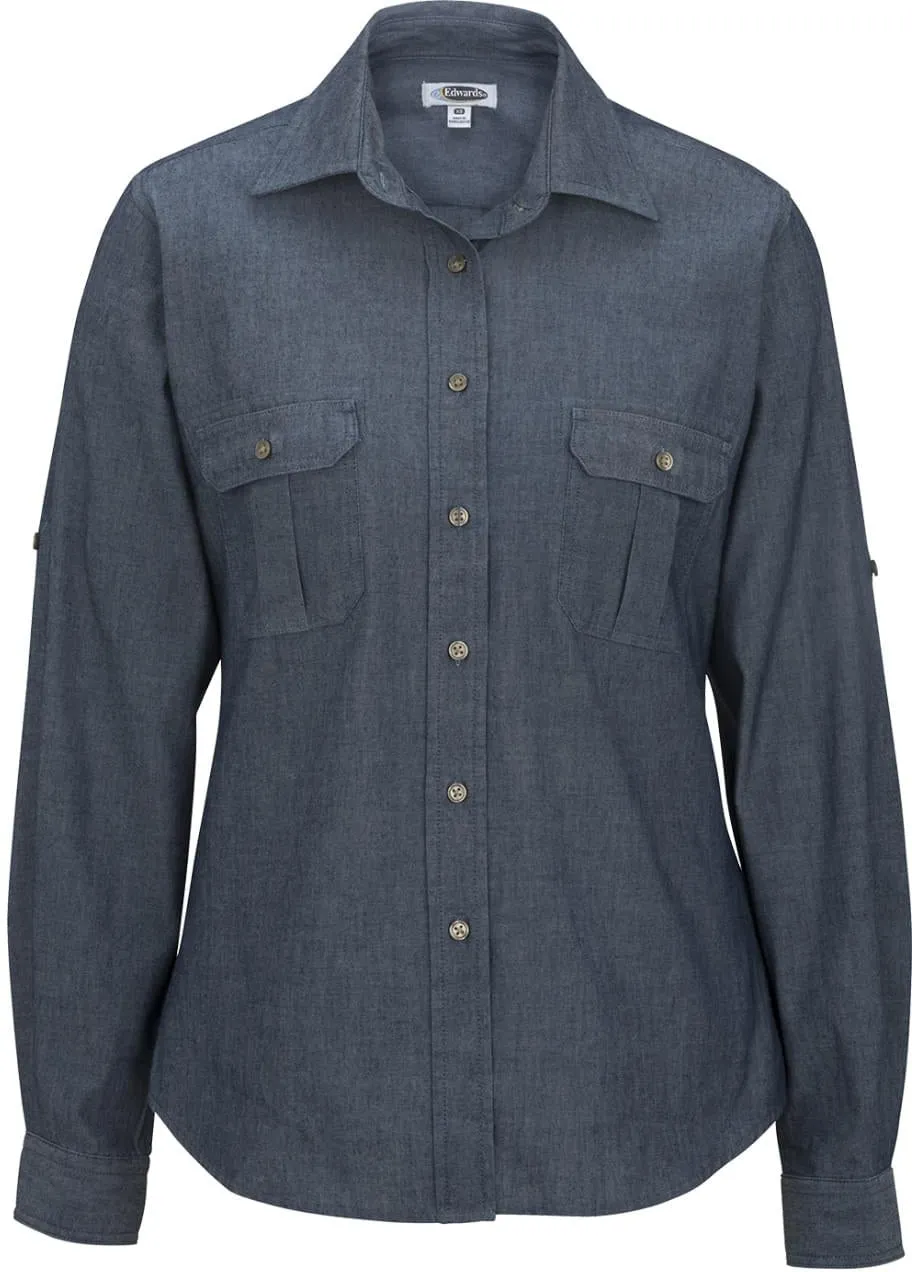 Edwards Ladies Chambrey Roll Up Sleeve Shirt