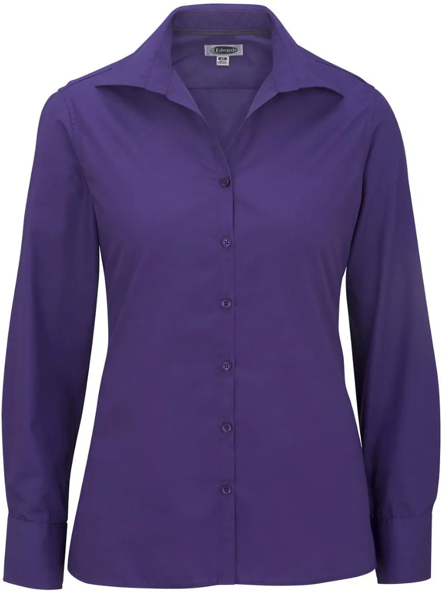 Edwards Ladies Lightweight Open Neck Poplin Blouse Long Sleeve