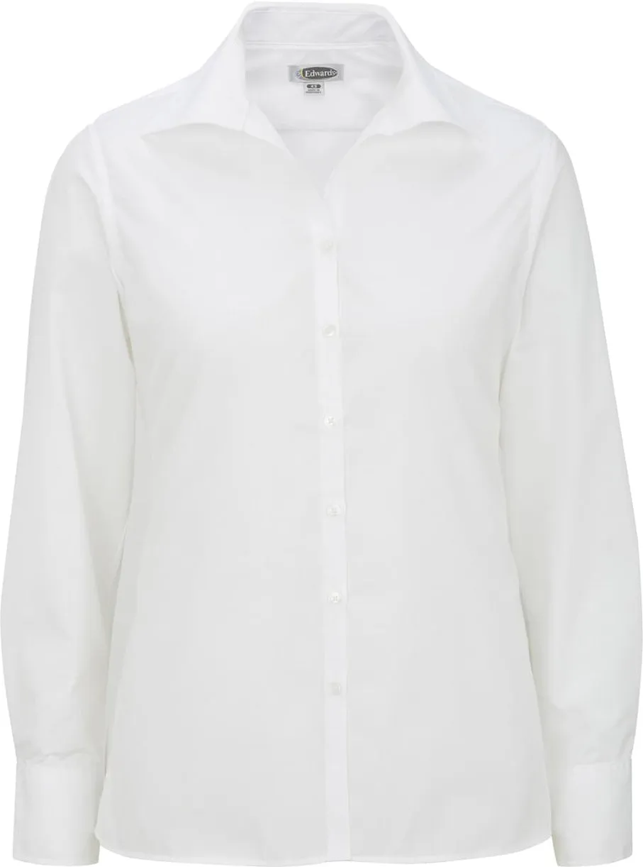 Edwards Ladies Lightweight Open Neck Poplin Blouse Long Sleeve