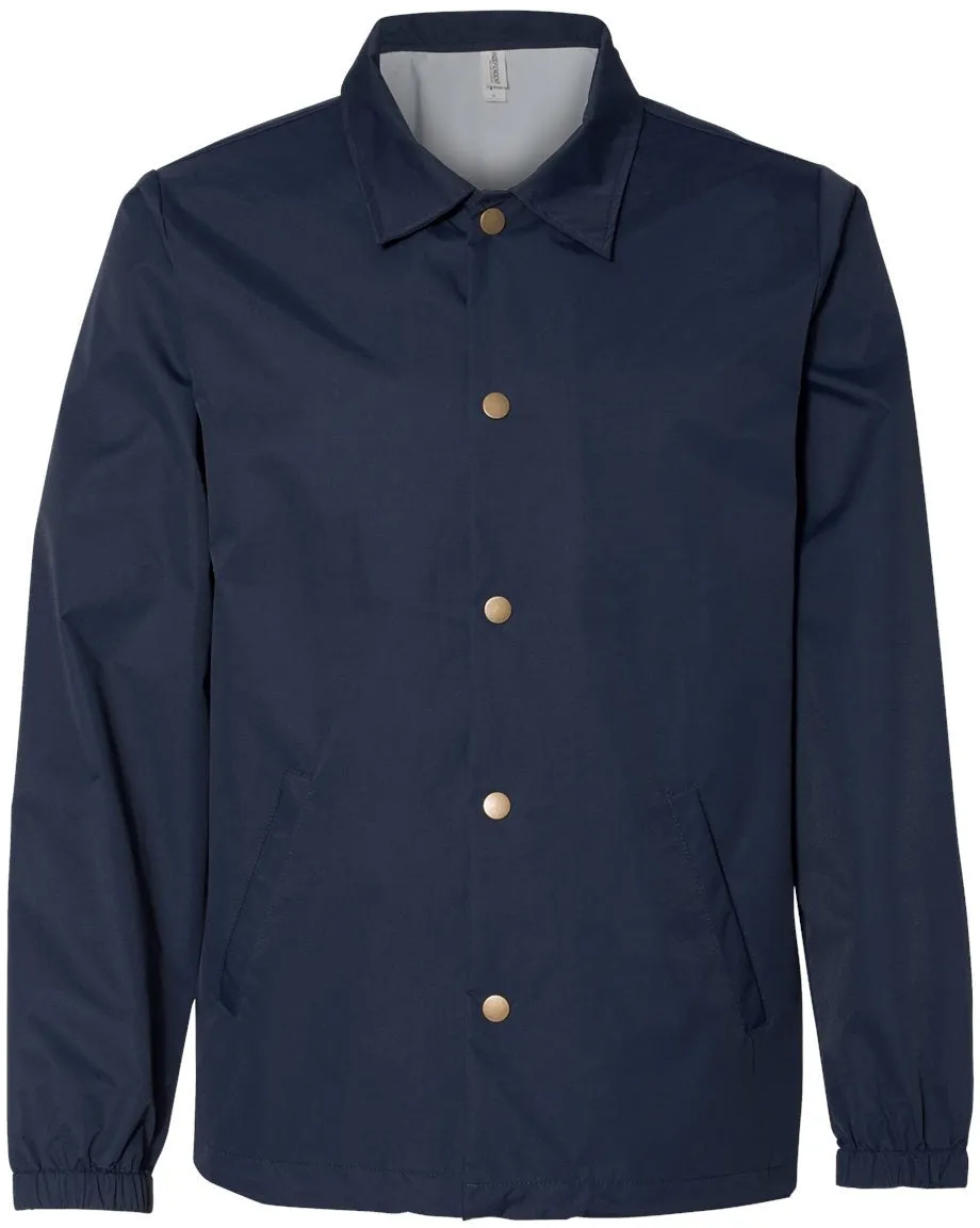 Independent Trading Co. Water-Resistant Windbreaker Coachs Jacket
