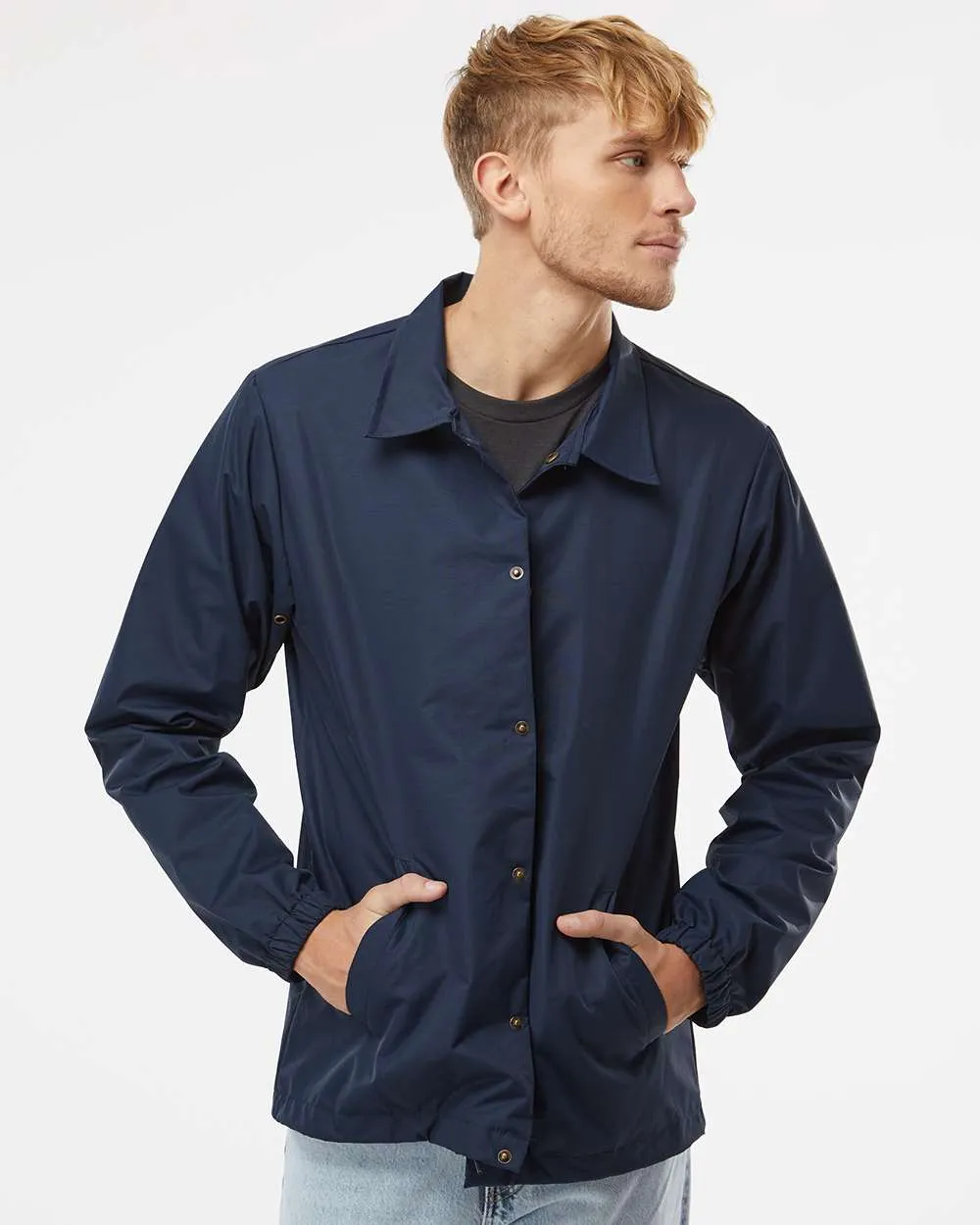 Independent Trading Co. Water-Resistant Windbreaker Coachs Jacket