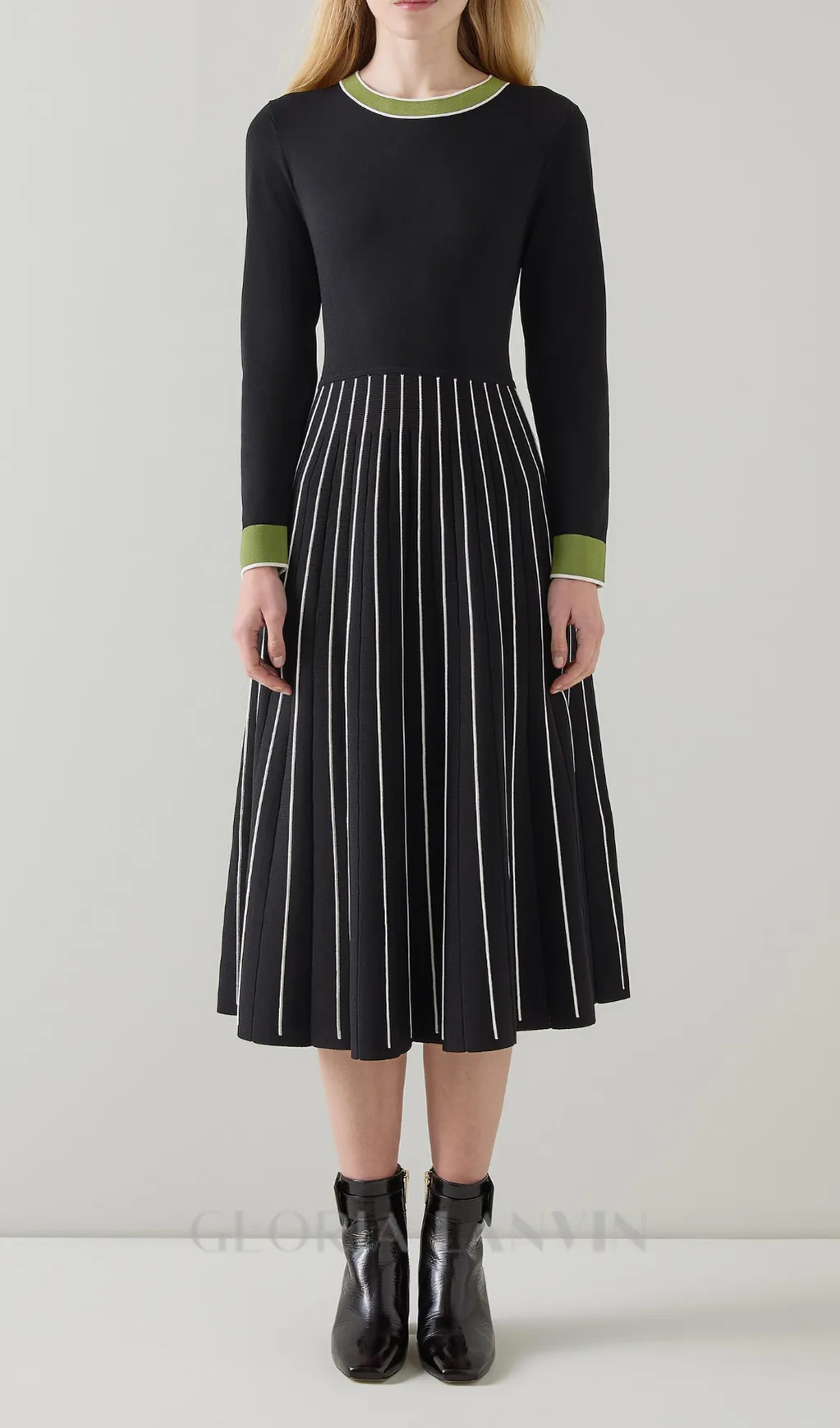 multi knitted midi dress in black Gloria Lanvin