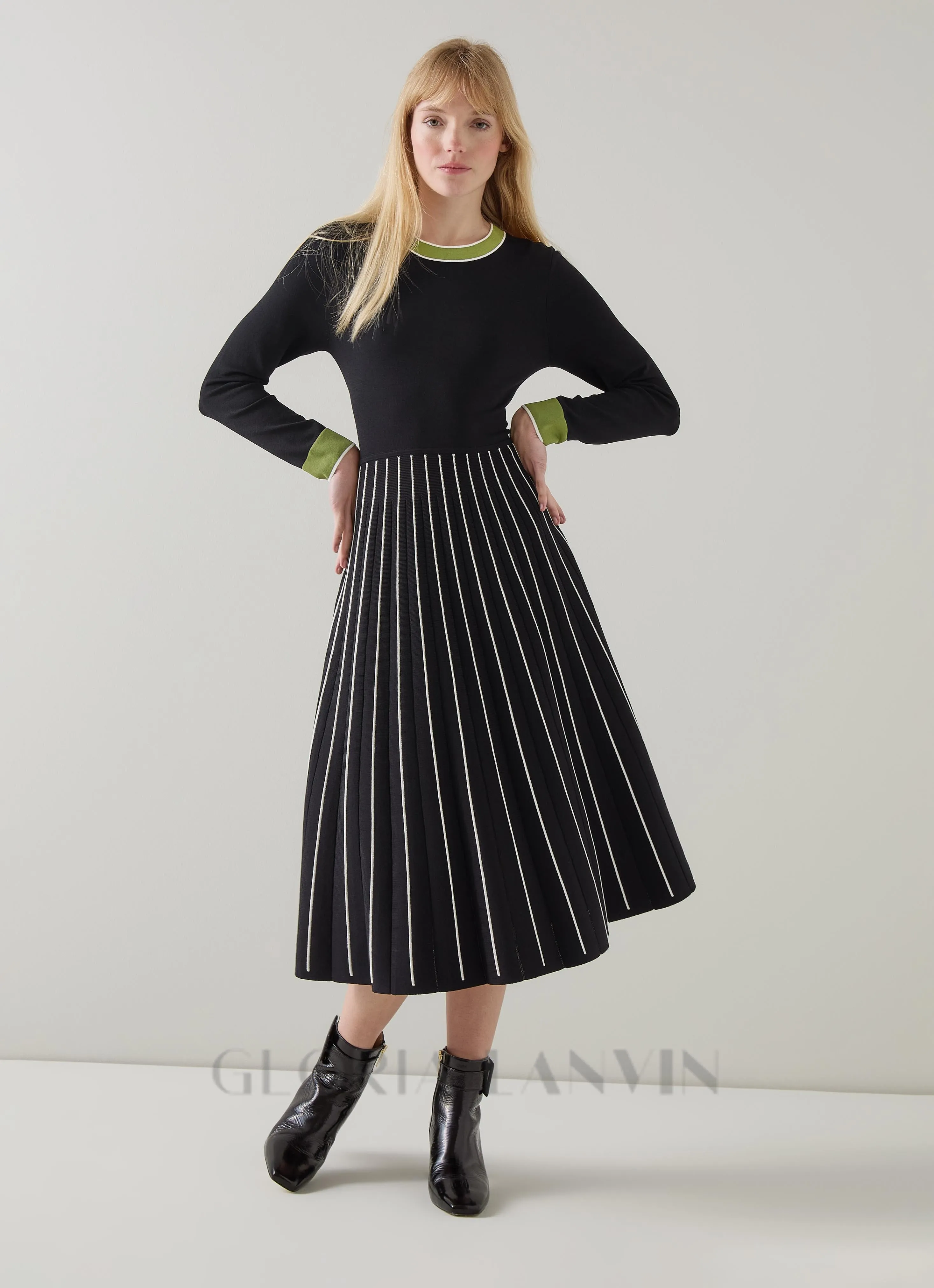 multi knitted midi dress in black Gloria Lanvin