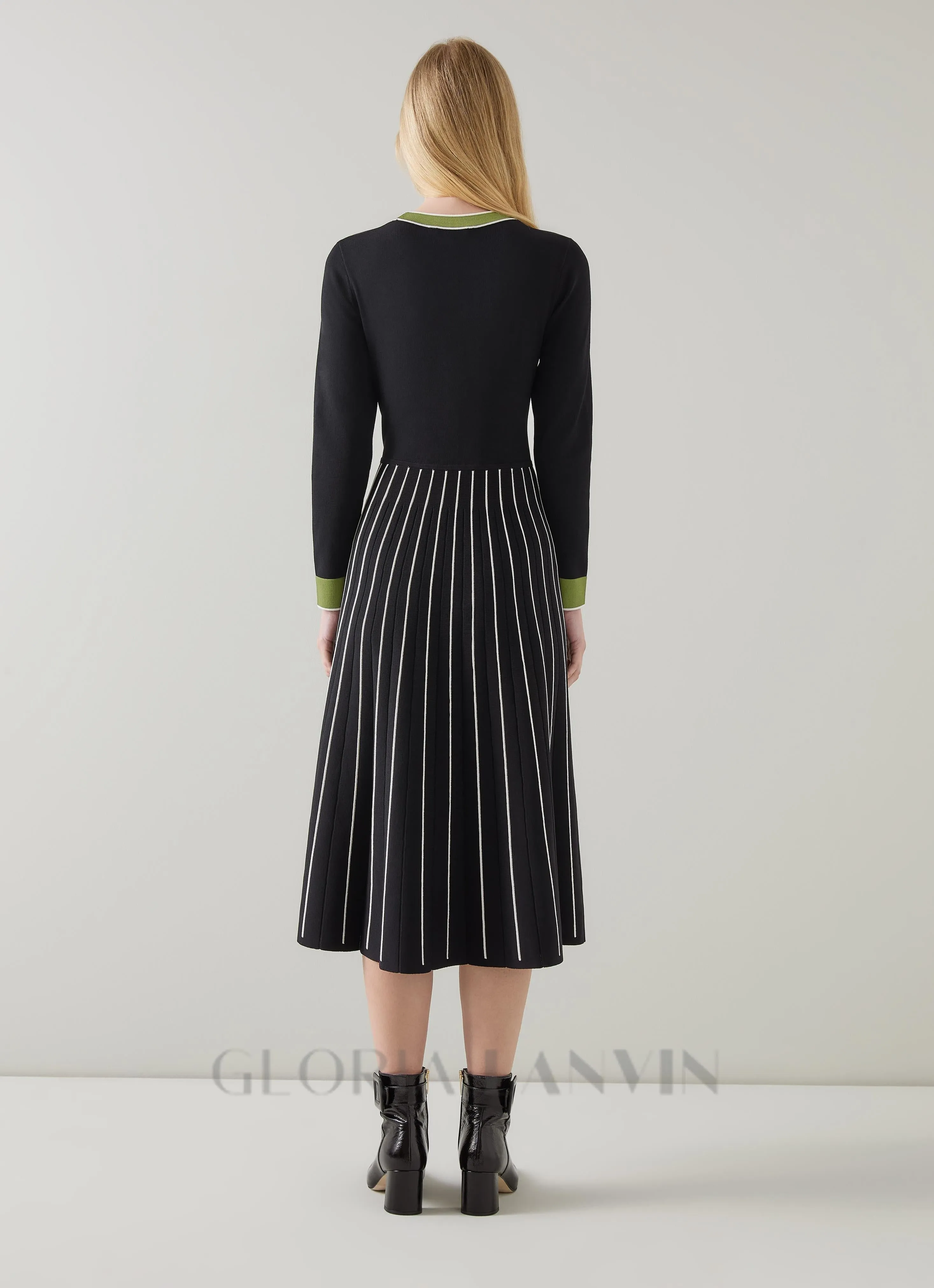 multi knitted midi dress in black Gloria Lanvin