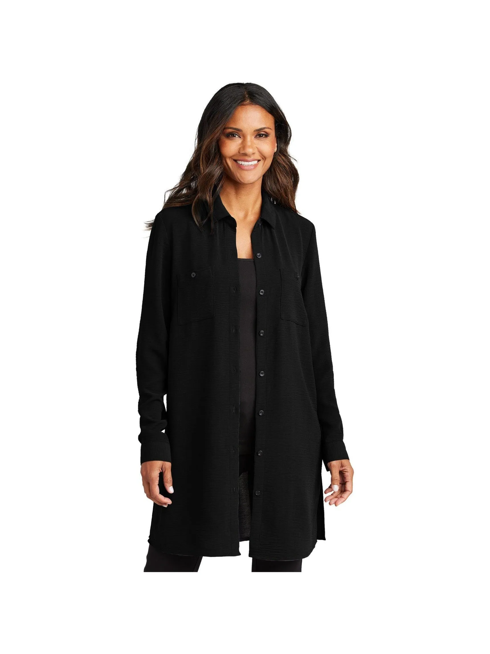Port Authority Ladies Textured Crepe Long Tunic